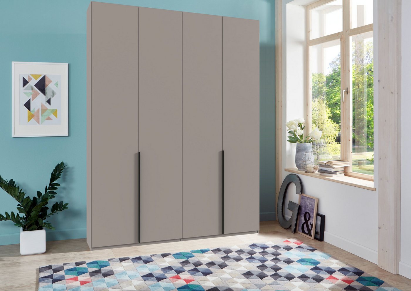 Wimex Kleiderschrank Mugano,in 5 Breiten,2 Höhen,2 Tiefen, viele Farben, Made in Germany (in Basic oder Premium Ausstattung) mit langen Griffen aus Metall, mit  – Bild 2 von 5