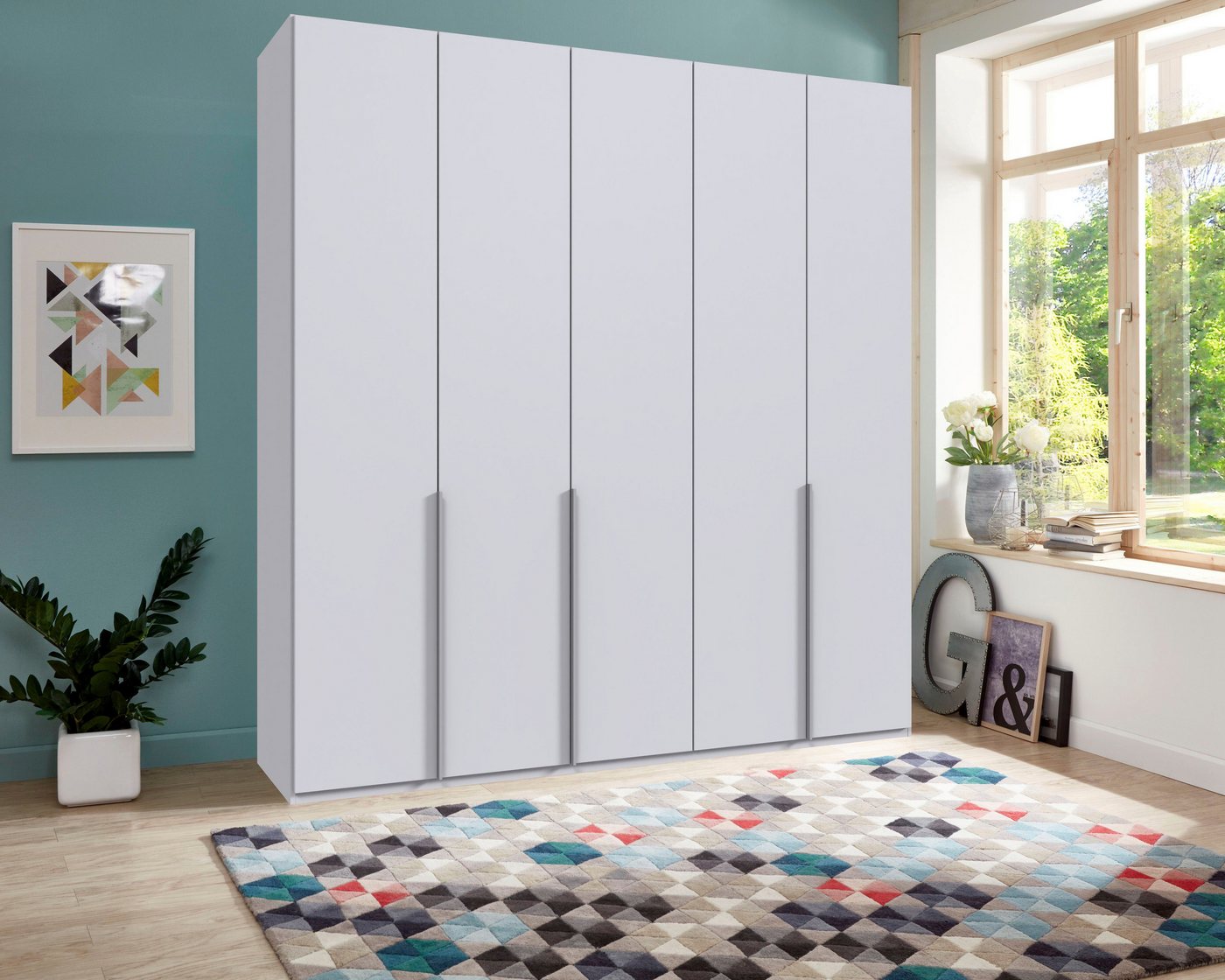 Wimex Kleiderschrank Mugano,in 5 Breiten,2 Höhen,2 Tiefen, viele Farben, Made in Germany (in Basic oder Premium Ausstattung) mit langen Griffen aus Metall, mit  – Bild 2 von 5