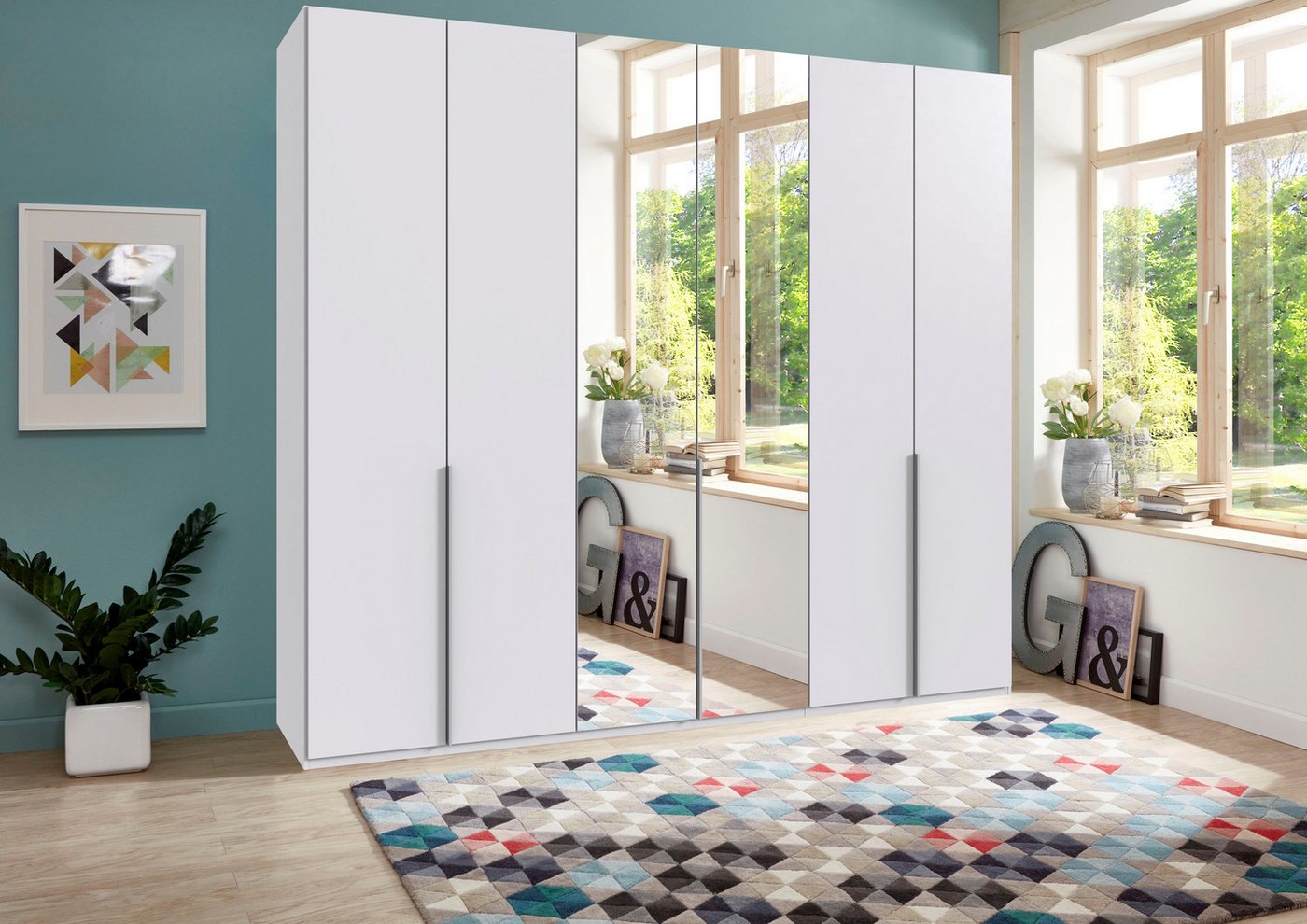 Wimex Kleiderschrank Mugano,in 5 Breiten,2 Höhen,2 Tiefen, viele Farben, Made in Germany (in Basic oder Premium Ausstattung) mit langen Griffen aus Metall, mit  – Bild 2 von 5