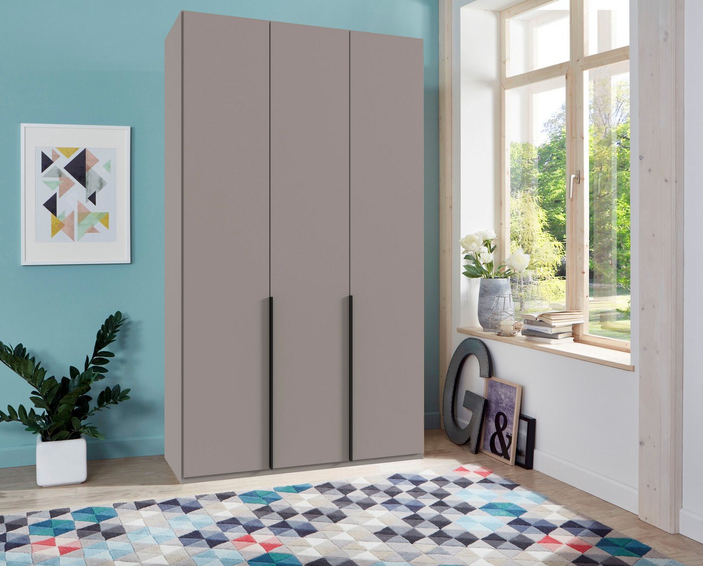 Wimex Kleiderschrank Mugano,in 5 Breiten,2 Höhen,2 Tiefen, viele Farben, Made in Germany (in Basic oder Premium Ausstattung) mit langen Griffen aus Metall, mit  – Bild 2 von 5