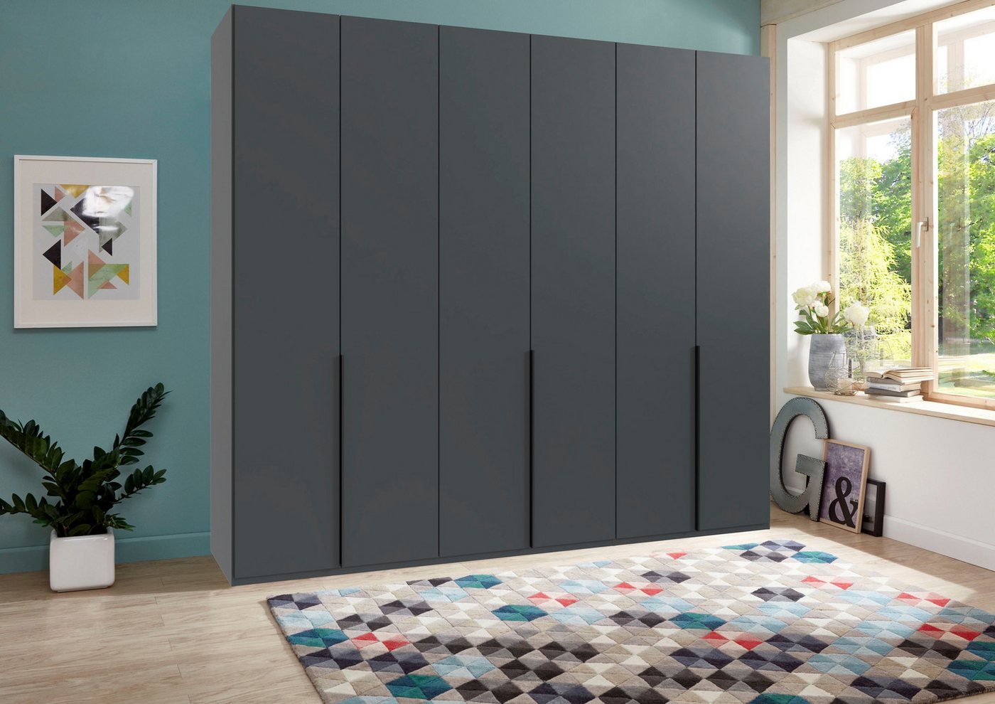 Wimex Kleiderschrank Mugano,in 5 Breiten,2 Höhen,2 Tiefen, viele Farben, Made in Germany (in Basic oder Premium Ausstattung) mit langen Griffen aus Metall, mit  – Bild 2 von 5
