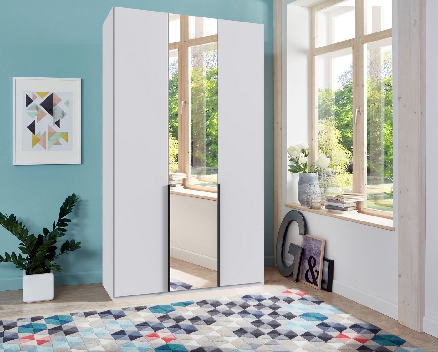 Wimex Kleiderschrank Mugano,in 5 Breiten,2 Höhen,2 Tiefen, viele Farben, Made in Germany (in Basic oder Premium Ausstattung) mit langen Griffen aus Metall, mit  – Bild 2 von 5