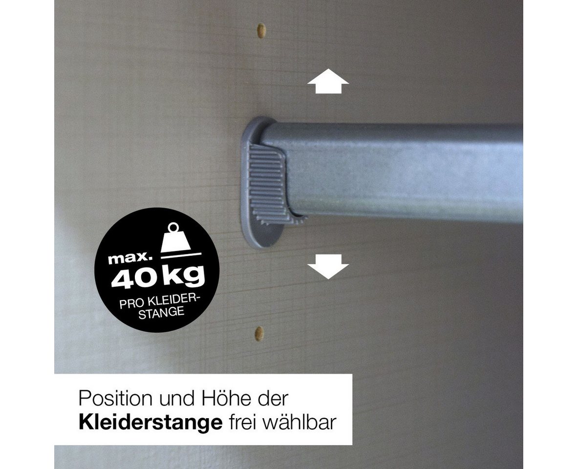 Wimex Kleiderschrank Mugano,in 5 Breiten,2 Höhen,2 Tiefen, viele Farben, Made in Germany (in Basic oder Premium Ausstattung) mit langen Griffen aus Metall, mit  – Bild 5 von 5