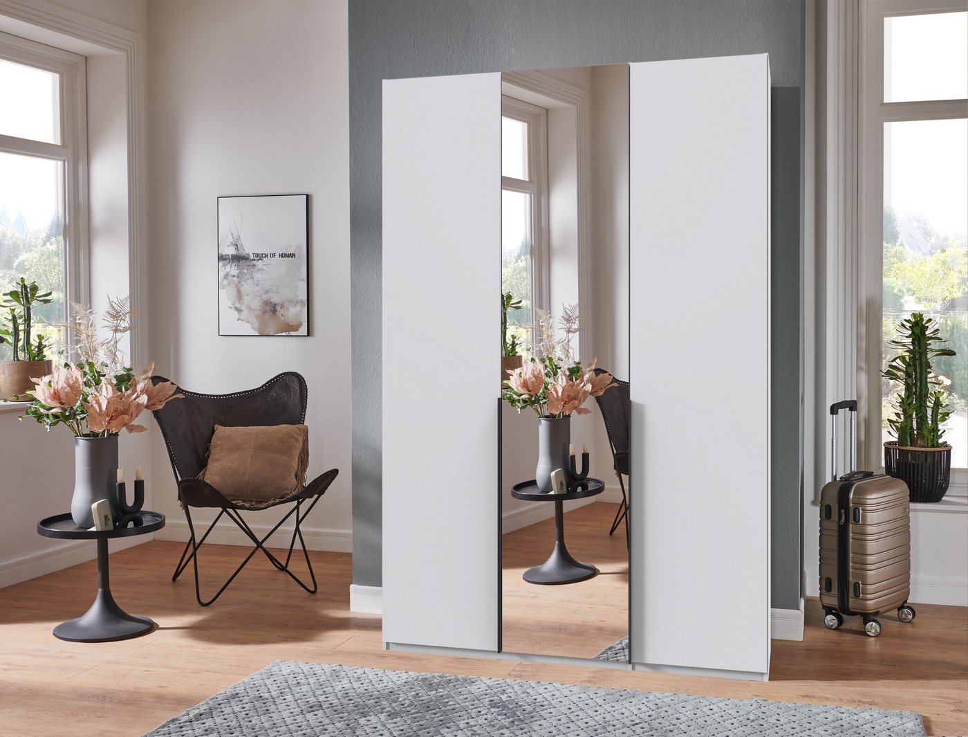 Wimex Kleiderschrank Mugano,in 5 Breiten,2 Höhen,2 Tiefen, viele Farben, Made in Germany (in Basic oder Premium Ausstattung) mit langen Griffen aus Metall, mit  – Bild 2 von 5