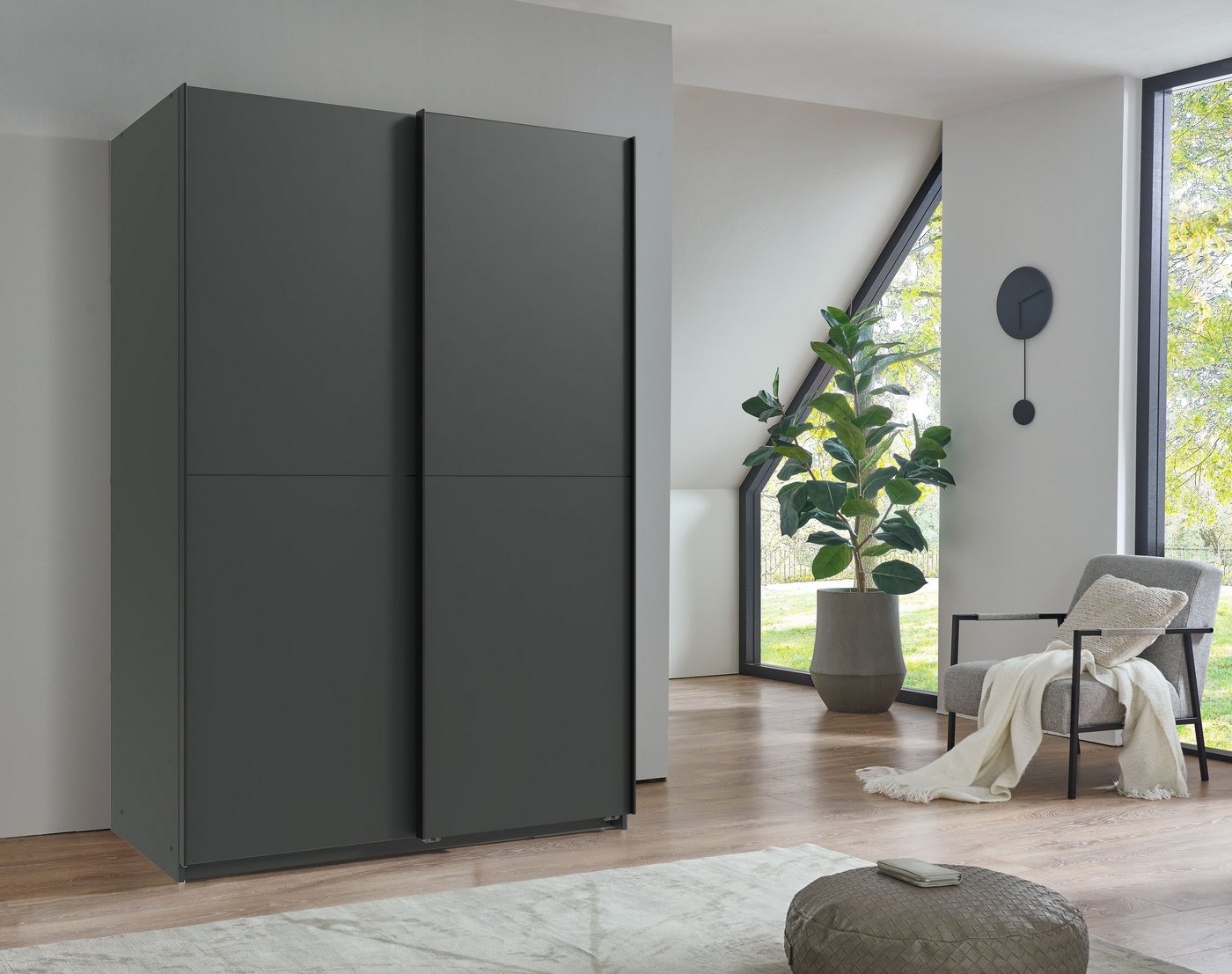 Wimex Kleiderschrank Mugano, B/T/H 135 oder 180/65/198cm, Made in Germany (wähle Deine Ausstattung: Basic oder Premium) 2 Schwebetüren mit oder ohne Spiegel, Me – Bild 2 von 5