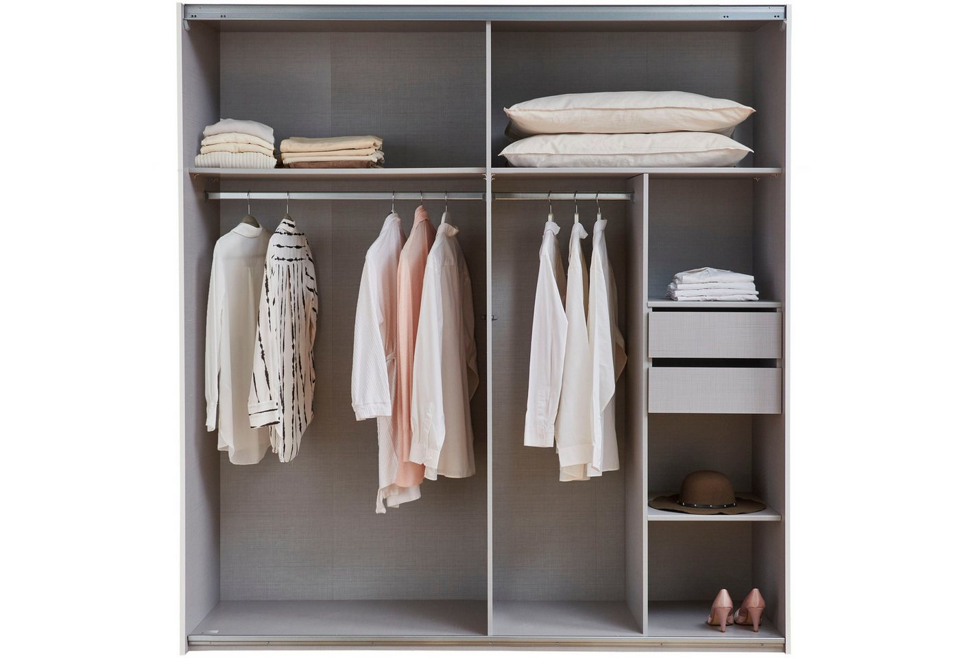 Wimex Kleiderschrank Mugano, B/T/H 135 oder 180/65/198cm, Made in Germany (wähle Deine Ausstattung: Basic oder Premium) 2 Schwebetüren mit oder ohne Spiegel, Me – Bild 3 von 5