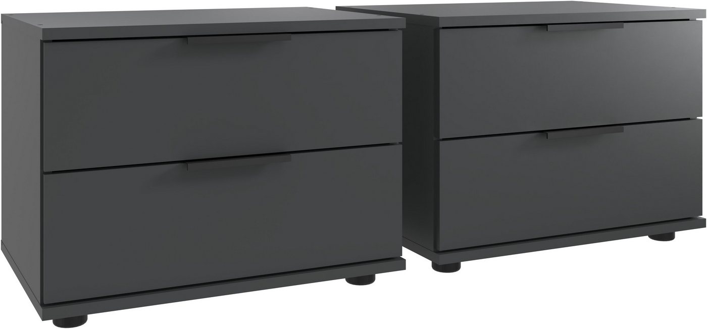 Wimex Nachtkommode Tilburg, einzeln oder im 2er Set, Made in Germany, Nachtschrank mit 2 Schubladen, schwarze Metallgriffe – Bild 3 von 5