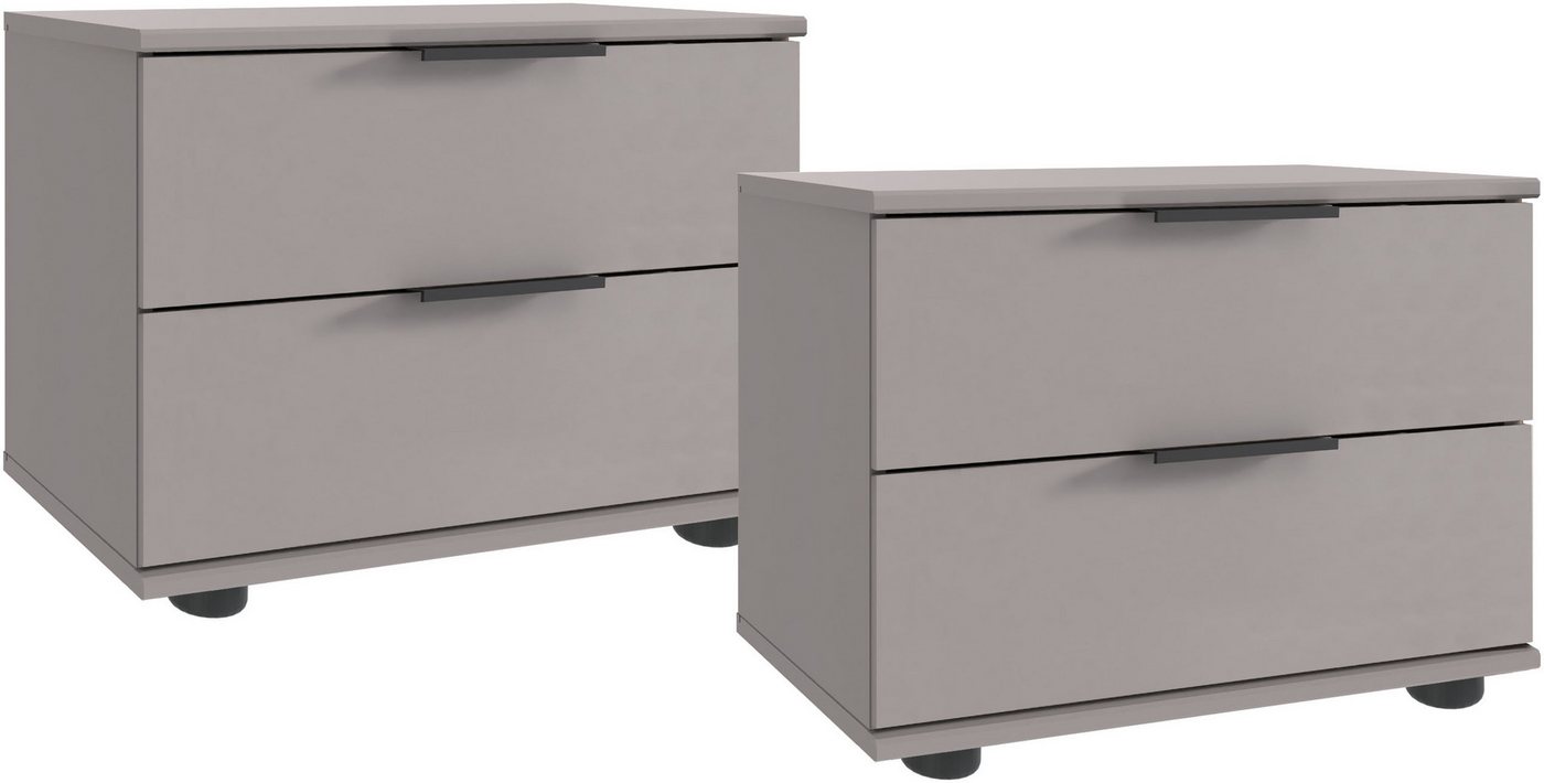 Wimex Nachtkommode Tilburg, einzeln oder im 2er Set, Made in Germany, Nachtschrank mit 2 Schubladen, schwarze Metallgriffe – Bild 3 von 5