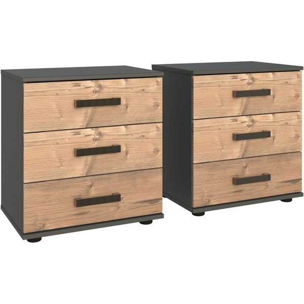 Wimex Nachttisch Stockholm, Nachtkommode 52cm breit, Made in Germany, Industrial Look, 2 Höhen zur Auswahl, einzeln oder im 2er Set