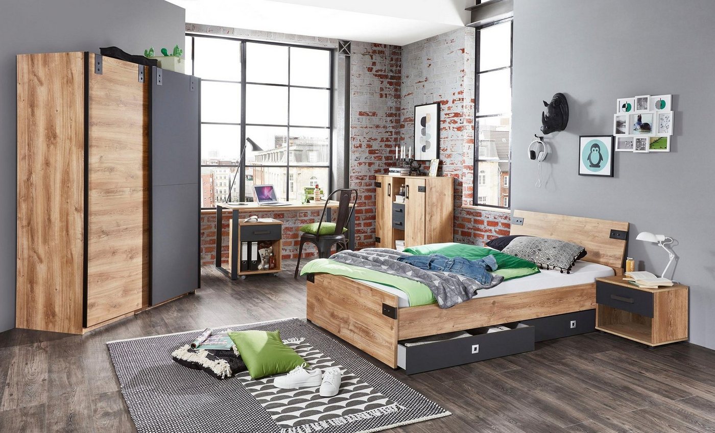 Wimex Rollcontainer Liverpool, Schreibtischcontainer Made in Germany, 1 Schublade und 1 offenes Fach, 46/45/59cm, Serie im Industrial Design – Bild 2 von 5