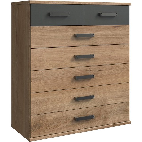 Wimex Schubkastenkommode Cork, Hochkommode, Highboard 91/40/103cm, Made in Germany, industrial Design, rustikaler Look, 7 Schubladen
