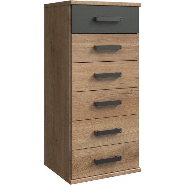 Wimex Schubkastenkommode Cork, Hochkommode, Highboard 46/40/103cm, Made in Germany, industrial Design, rustikaler Look, 6 Schubladen