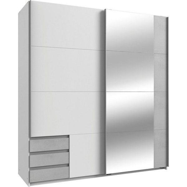Wimex Schwebetürenschrank Emden moderner Kleiderschrank mit Spiegel und Schubladen Schlafzimmer Schrank Garderobenschrank mit Schwebetüren Topseller