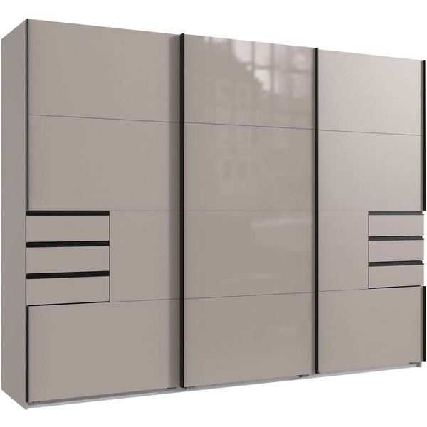Wimex Schwebetürenschrank Saigon, Kleiderschrank mit Schiebetür mit Glaselementen, 3 Türen, 270cm breit