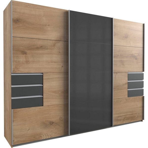Wimex Schwebetürenschrank Saigon, Kleiderschrank mit Schiebetür mit Glaselementen, 3 Türen, 270cm breit