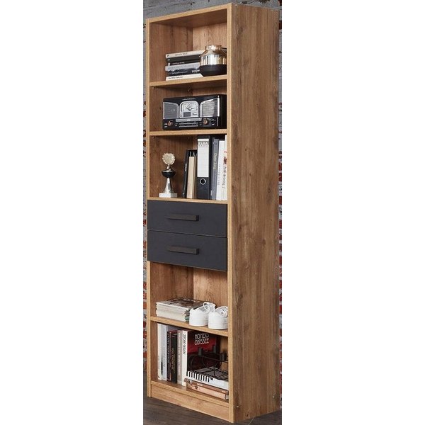Wimex Standregal Liverpool, Ordnungshelfer mit 2 Schubladen und 5 offenen Fächern, modern rustikaler Look, Industrial Design, 47/38/198 cm