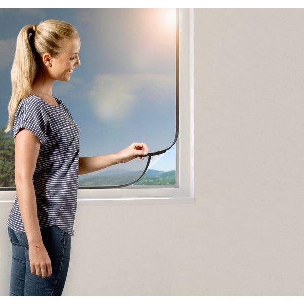 Windhager Fliegengitter-Gewebe COOL, Sonnenschutz Fliegengitter Open-Up, einfaches Öffnen, Schließen, (1-St), reflektierender Insektenschutz ohne bohren, 130 x 