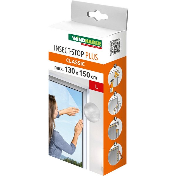 Windhager Fliegengitter-Gewebe Plus für Fenster, Klettband Insektenschutz ohne bohren, 130 x 150 cm, (1-St), Insektenschutzgitter, Moskitonetz erhältlich in ant