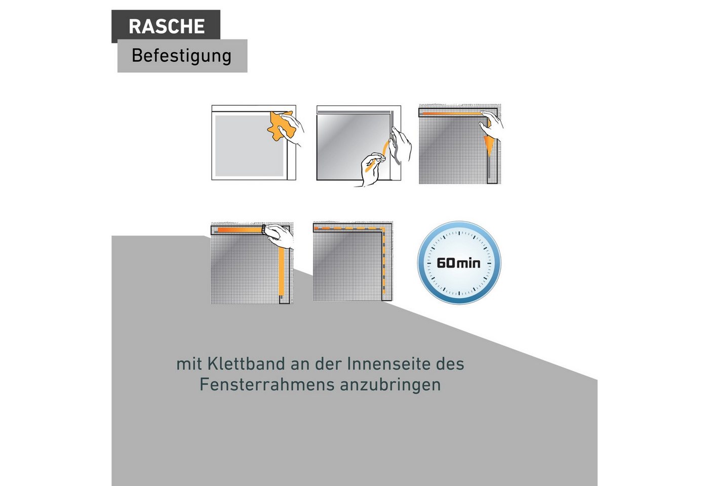 Windhager Fliegengitter-Gewebe Plus für Fenster, Klettband Insektenschutz ohne bohren, 130 x 150 cm, (1-St), Insektenschutzgitter, Moskitonetz erhältlich in ant – Bild 5 von 5