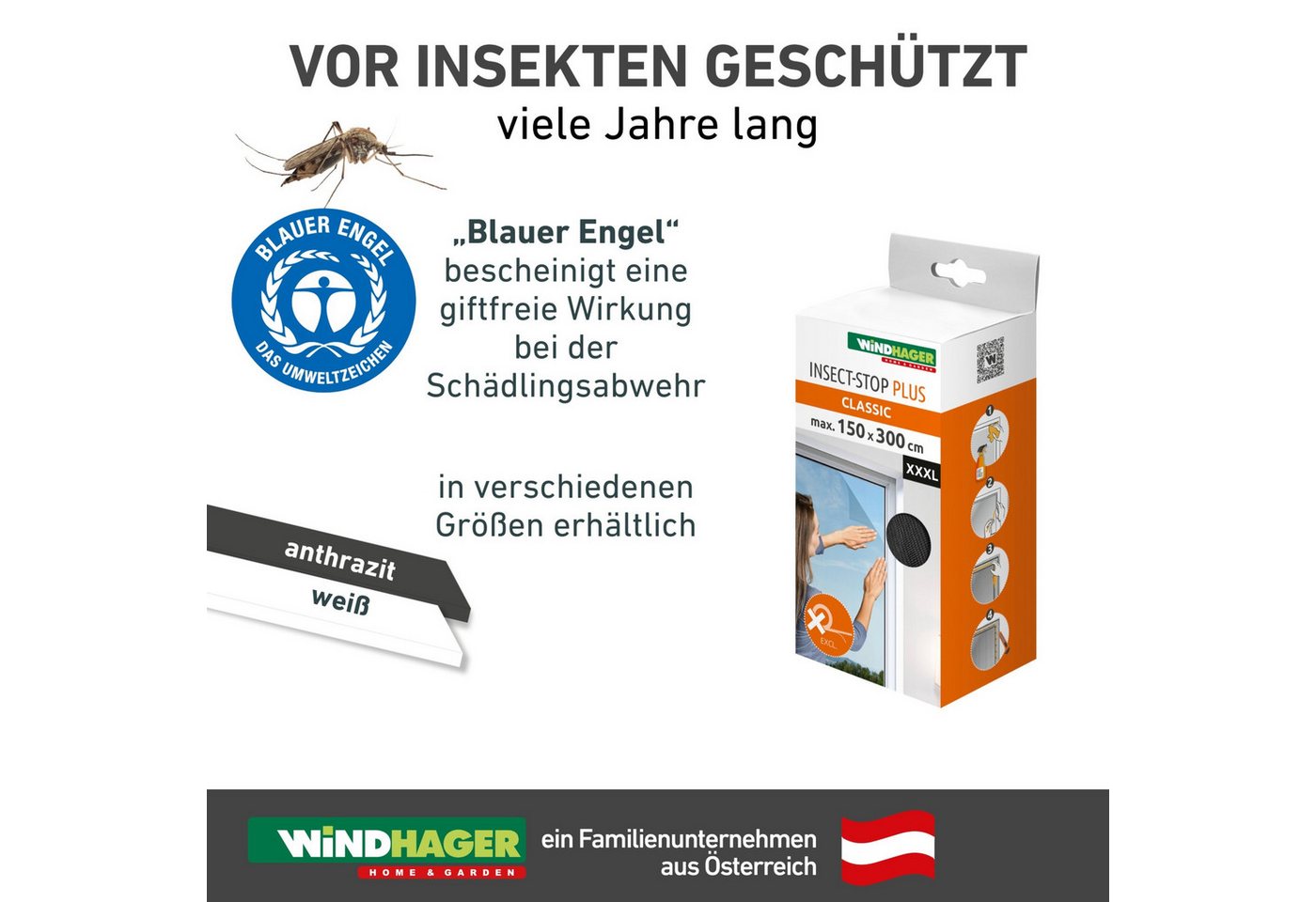 Windhager Fliegengitter-Gewebe Plus für Fenster, Klettband Insektenschutz ohne bohren, 150 x 300 cm, (1-St), Insektenschutzgitter, Moskitonetz erhältlich in ant – Bild 2 von 5
