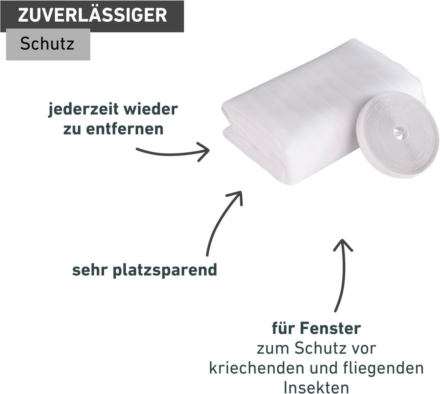 Windhager Fliegengitter-Gewebe Plus für Fenster, Klettband Insektenschutz ohne bohren, 150 x 300 cm, (1-St), Insektenschutzgitter, Moskitonetz erhältlich in ant – Bild 4 von 5