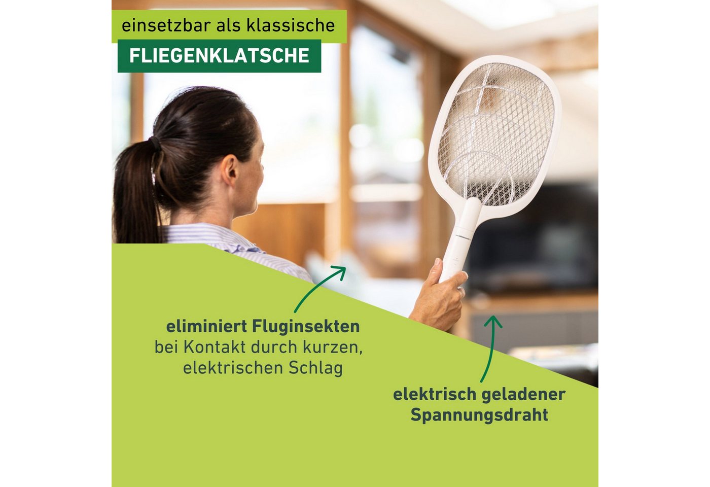 Windhager Fliegenklatsche elektrisch 2in1, Insektenvernichter durch UV-Licht, Fliegenfänger aufladbar, Lichtfalle inkl. Halterung und USB Ladekabel – Bild 3 von 5