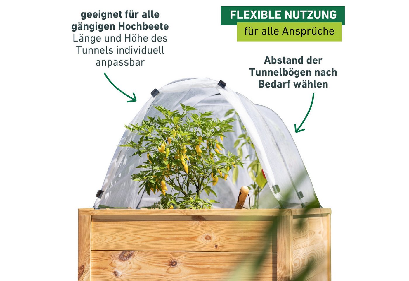 Windhager Hochbeet Tunnelbogen Komplettset, Insektenschutz und Wachstumsvlies (1 St), Pflanztunnel für Frühbeet, wachstumsfördernd, 4 x 2 m, weiß – Bild 4 von 5