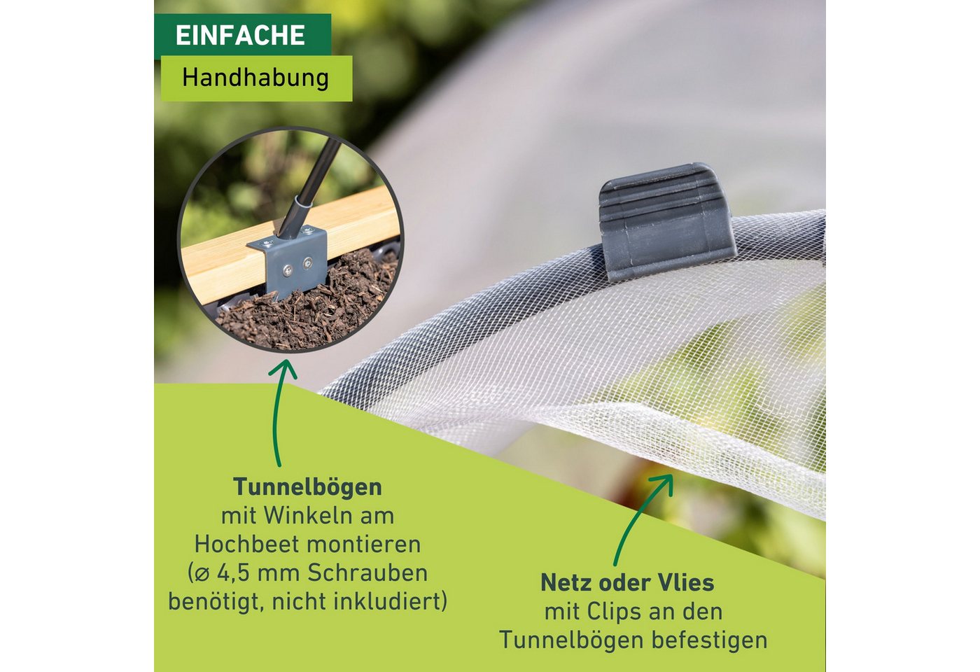 Windhager Hochbeet Tunnelbogen Komplettset, Insektenschutz und Wachstumsvlies (1 St), Pflanztunnel für Frühbeet, wachstumsfördernd, 4 x 2 m, weiß – Bild 5 von 5