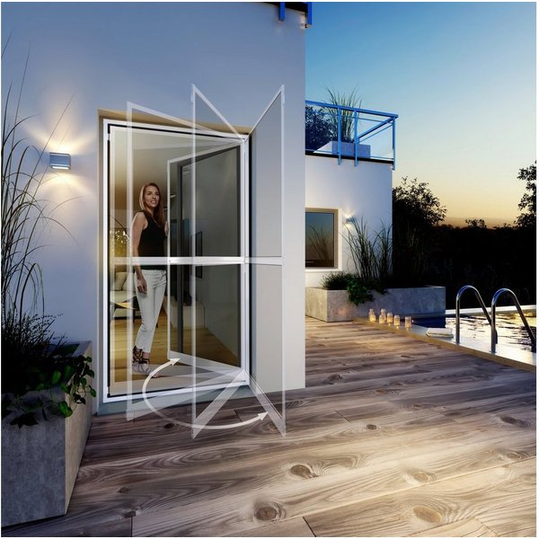 Windhager Insektenschutz-Tür Expert, Pendeltür mit Alurahmen, Fliegengitter für Balkon, Terrasse, (Packung, 1-St), Fliegengittertür 100 x 210 cm, erhältlich in 