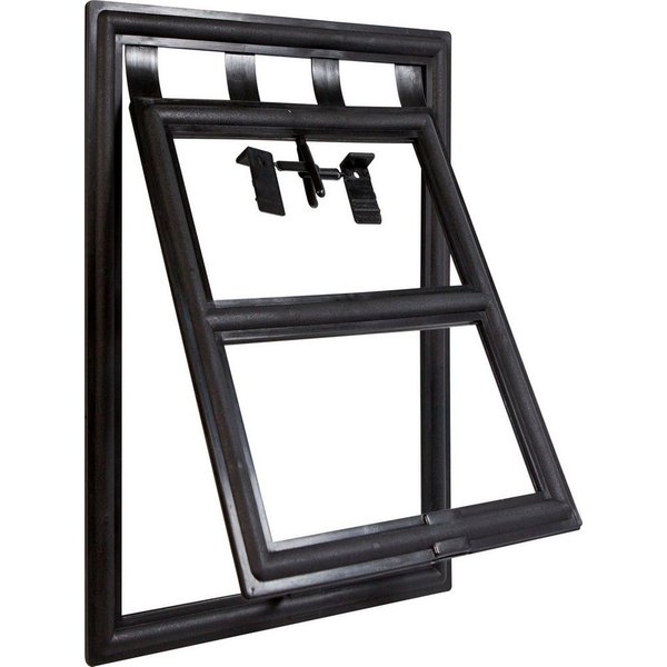 Windhager Katzenklappe für Fliegengitter Terrassen- und Balkontüren, robust und schwenkbar, Insektenschutz Katzentür Clip System ohne bohren, 20 x 25 cm, schwar