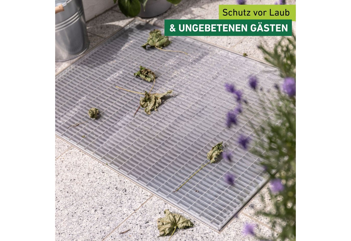 Windhager Lichtschachtabdeckung teleskopierbar 80-140 cm x 40-60 cm, zuverlässiger Schutz, (1-St), Kellerschacht Schutzgitter mit Aluminiumrahmen und Edelstahlg – Bild 3 von 5