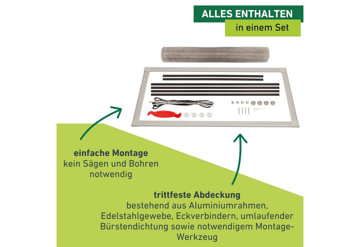 Windhager Lichtschachtabdeckung teleskopierbar 80-140 cm x 40-60 cm, zuverlässiger Schutz, (1-St), Kellerschacht Schutzgitter mit Aluminiumrahmen und Edelstahlg – Bild 5 von 5