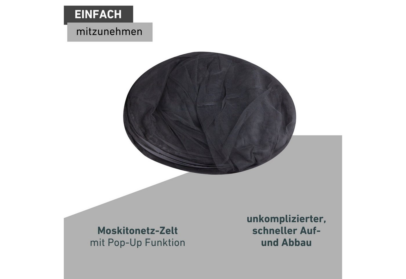 Windhager Moskitonetz Pop up, Insektenschutz-Zelt für Indoor und Outdoor geeignet (1 St), Mückenschutz erhältlich in unterschiedlichen Maßen, anthrazit – Bild 4 von 5