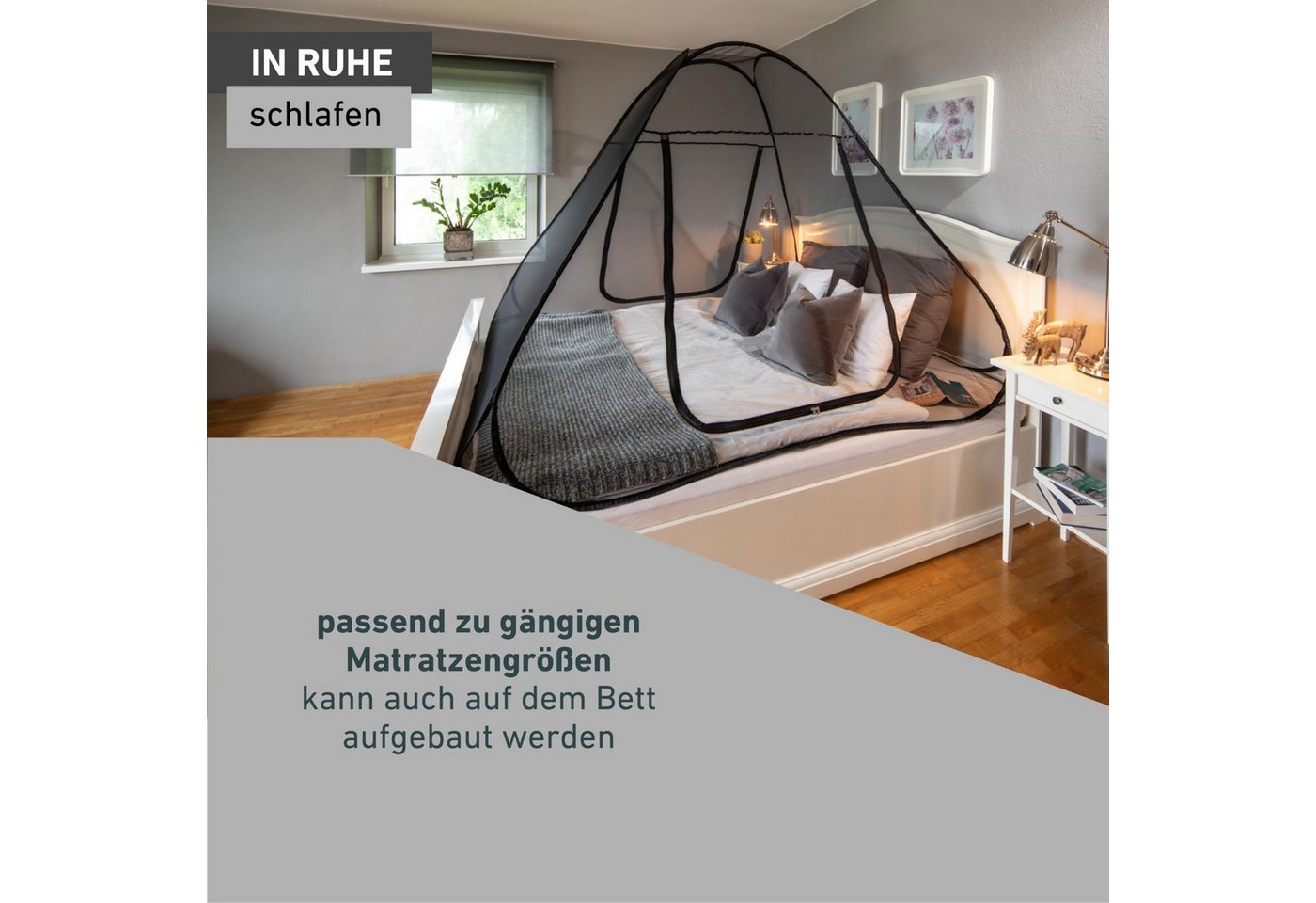 Windhager Moskitonetz Pop up, Insektenschutz-Zelt für Indoor und Outdoor geeignet (1 St), Mückenschutz erhältlich in unterschiedlichen Maßen, anthrazit – Bild 5 von 5