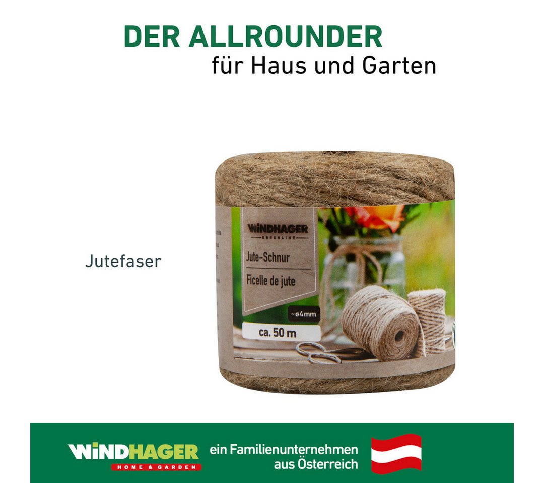 Windhager Pflanzschnur Jute-Schnur, Garn zur Befestigen von Pflanzen (1-tlg), Vliesen und Matten, erhältlich in 1,5 mm x 170 m oder 4 mm x 50 m – Bild 2 von 5