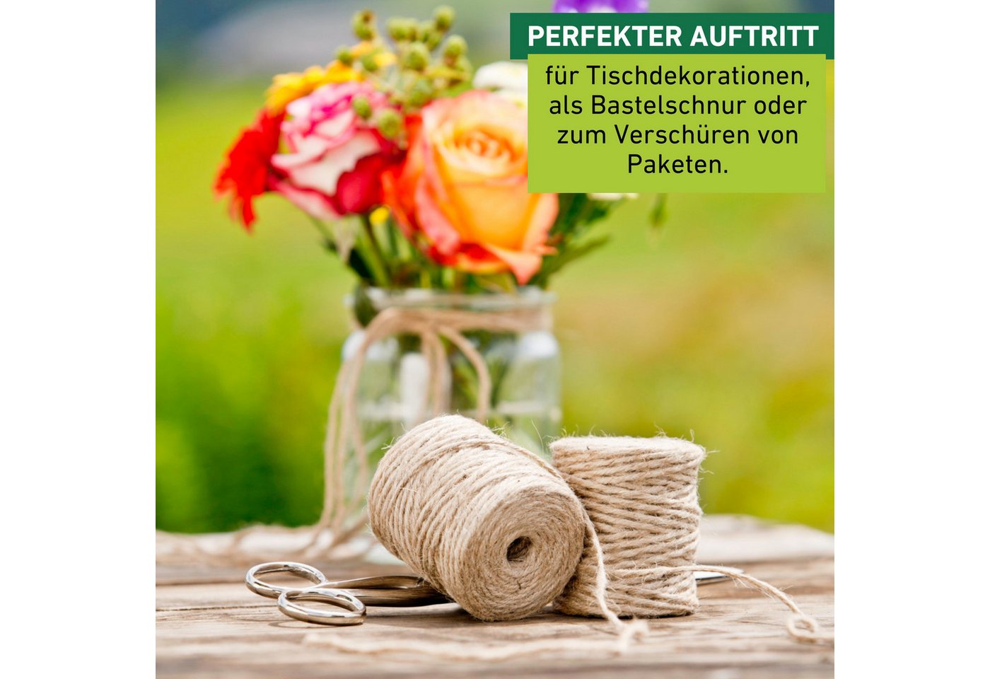 Windhager Pflanzschnur Jute-Schnur, Garn zur Befestigen von Pflanzen (1-tlg), Vliesen und Matten, erhältlich in 1,5 mm x 170 m oder 4 mm x 50 m – Bild 4 von 5