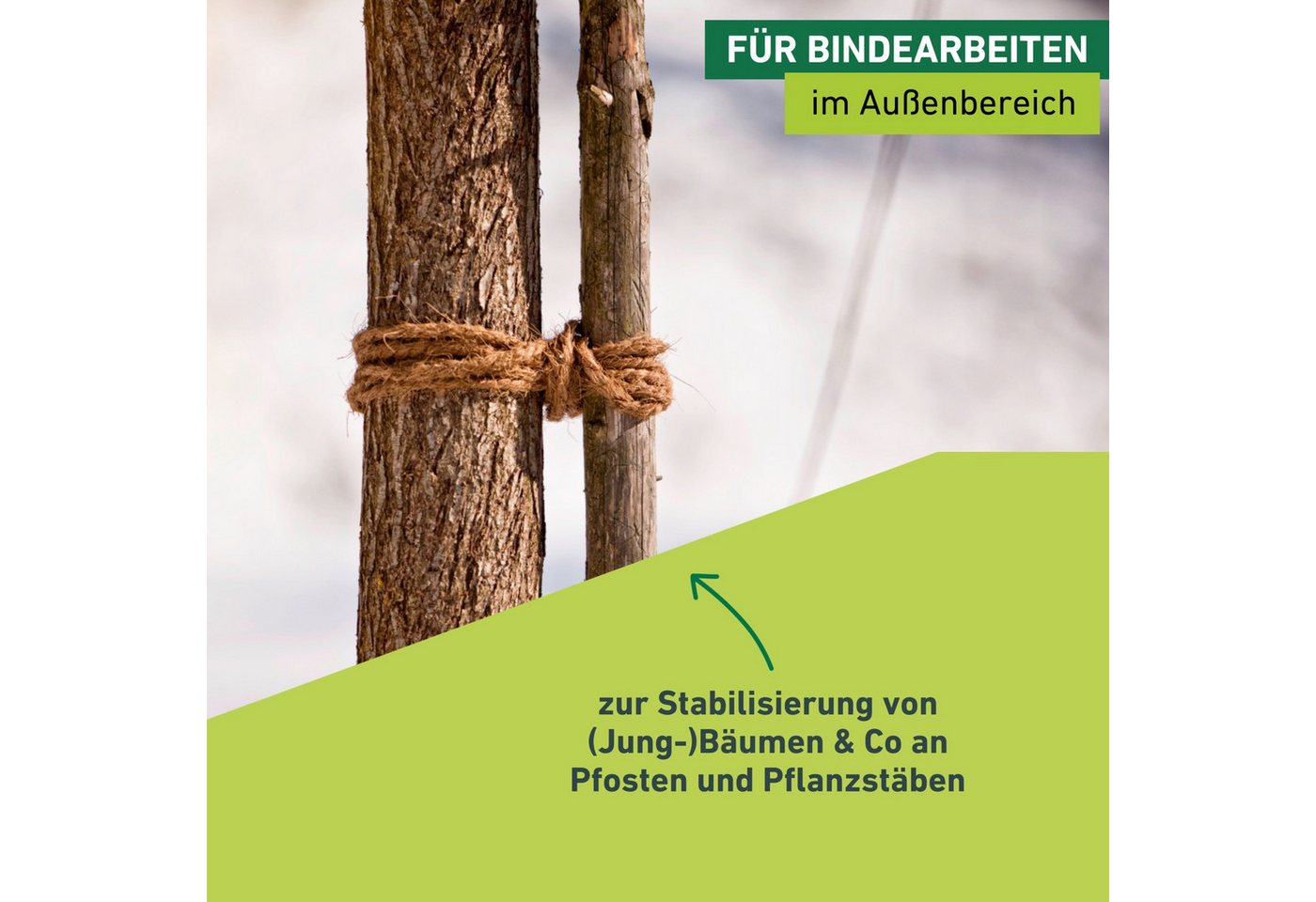 Windhager Pflanzschnur Kokos-Baumanbinder, Garn aus 100% Kokosfaser (1-tlg), Kokosseil zur Stabilisierung von Bäumen und Pflanzen, Baum-Kordel 15 m – Bild 3 von 4