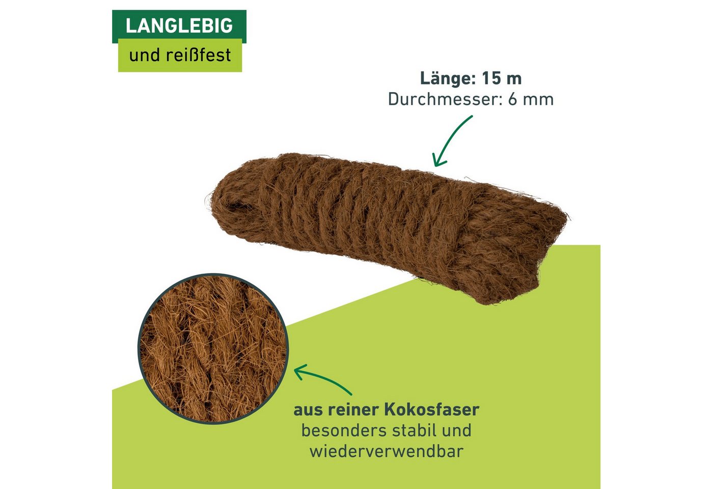 Windhager Pflanzschnur Kokos-Baumanbinder, Garn aus 100% Kokosfaser (1-tlg), Kokosseil zur Stabilisierung von Bäumen und Pflanzen, Baum-Kordel 15 m – Bild 4 von 4