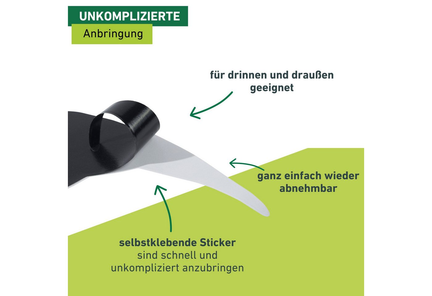Windhager Vogelattrappe Vogel Silhouetten 3 Stk., selbstklebend, (Set, 3-St), Vogelabwehr für drinnen und draußen, schwarz – Bild 3 von 5