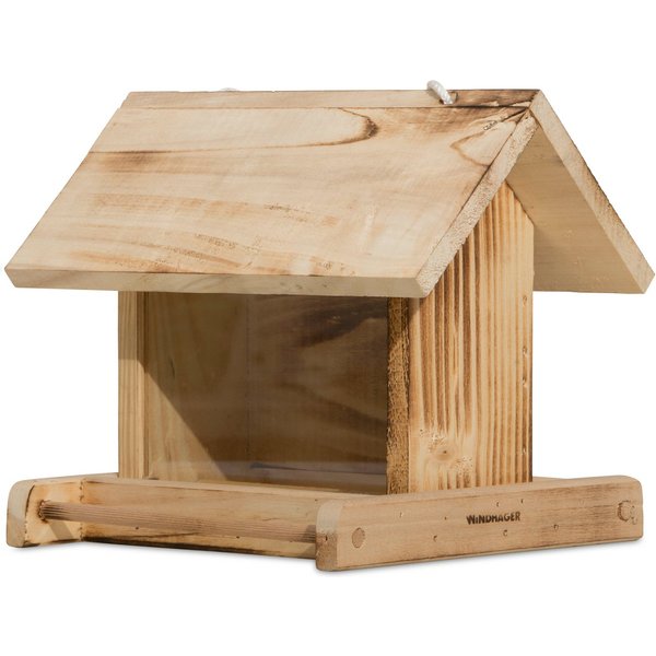 Windhager Vogelhaus Garden, Vogelfuttersilo aus Fichtenholz, Futterstation inkl. Aufhängung und Sitzstange, Füllvolumen 1,25 Liter