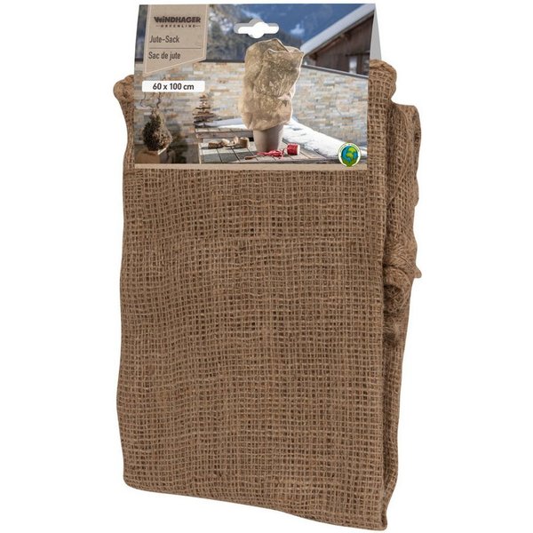 Windhager Winterschutzvlies Jute-Sack dekorativer Topfschutz für Pflanzen, (1-St), inklusive Befestigungsband, erhältlich in unterschiedlichen Größen