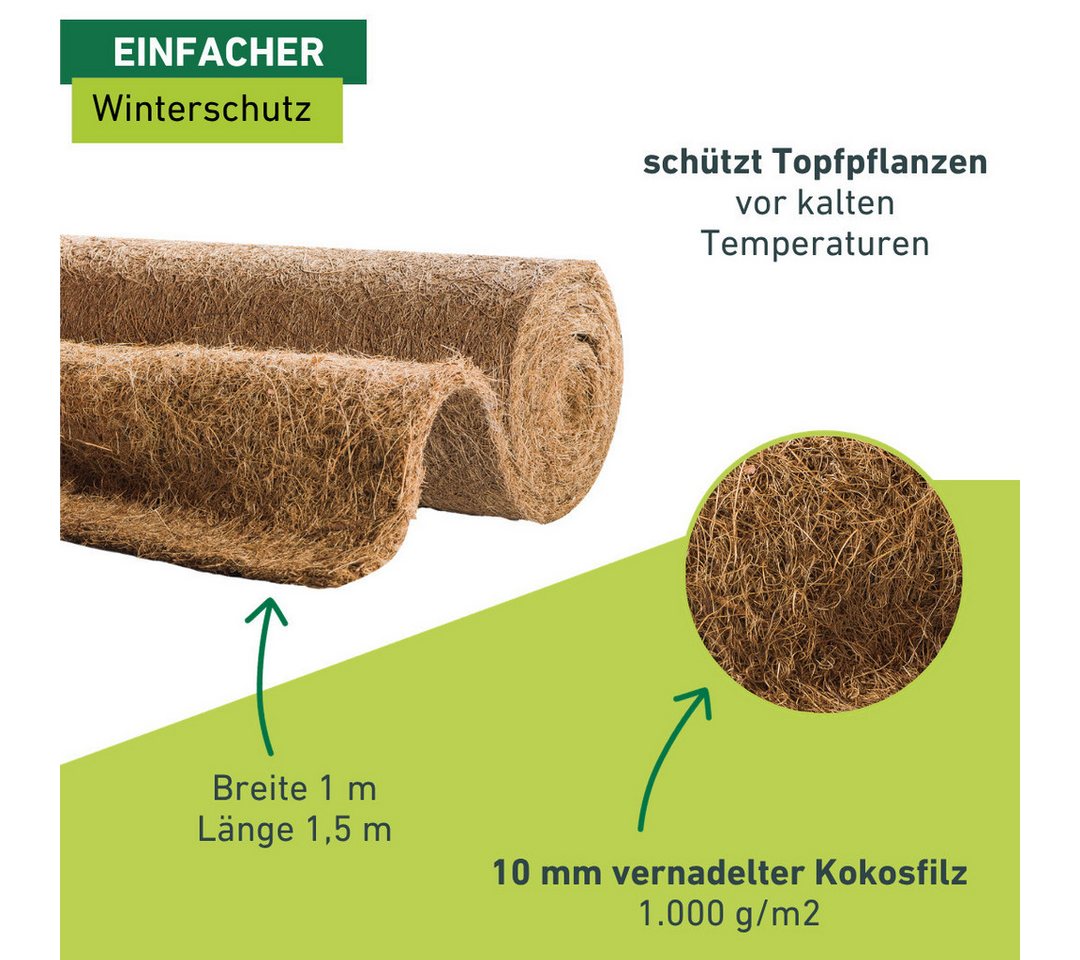 Windhager Winterschutzvlies Kokos, Frostschutz Filzmatte für Pflanzen, (1-St), Kälteschutz Kokosmatte, erhältlich in 0,5 x 1,5 m oder 1 x 1,5 m – Bild 3 von 5