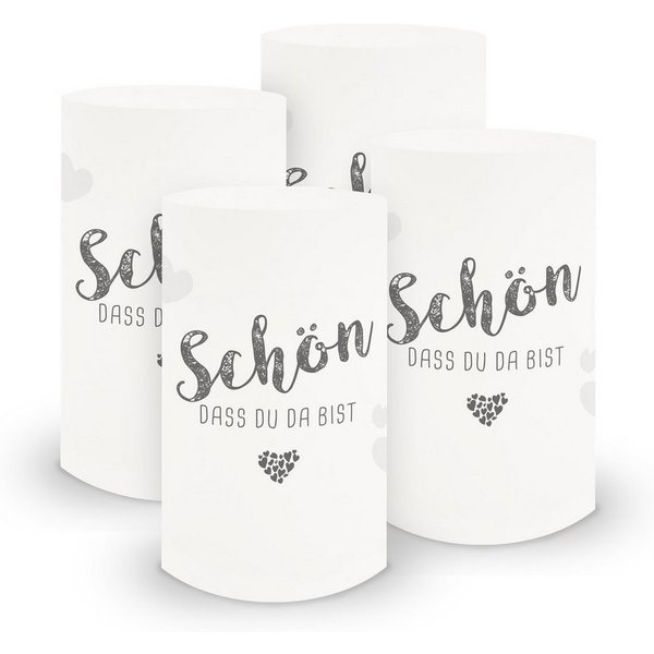 itenga Windlicht itenga 6x Windlicht klein Schön dass du da bist, taubengrau / weiß, 10