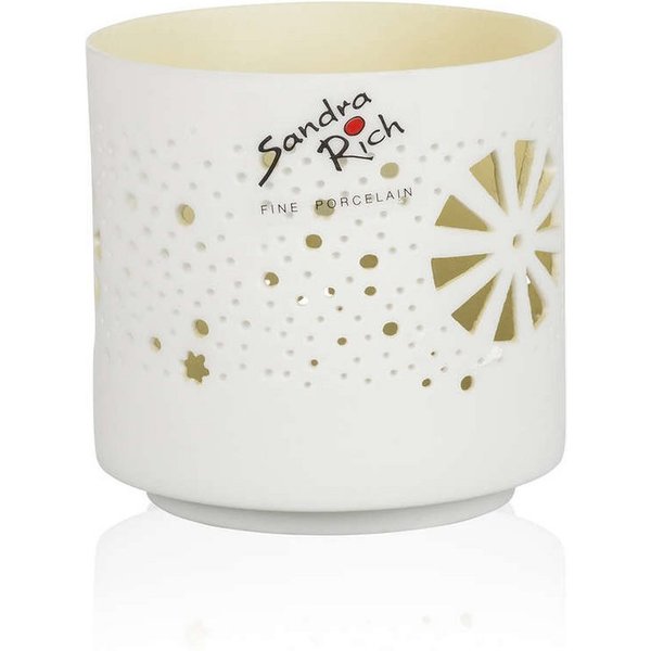 Sandra Rich Windlicht SANDRA RICH, Teelichthalter "ORIENT" 7cm. matt-weiß. Innen Farbig