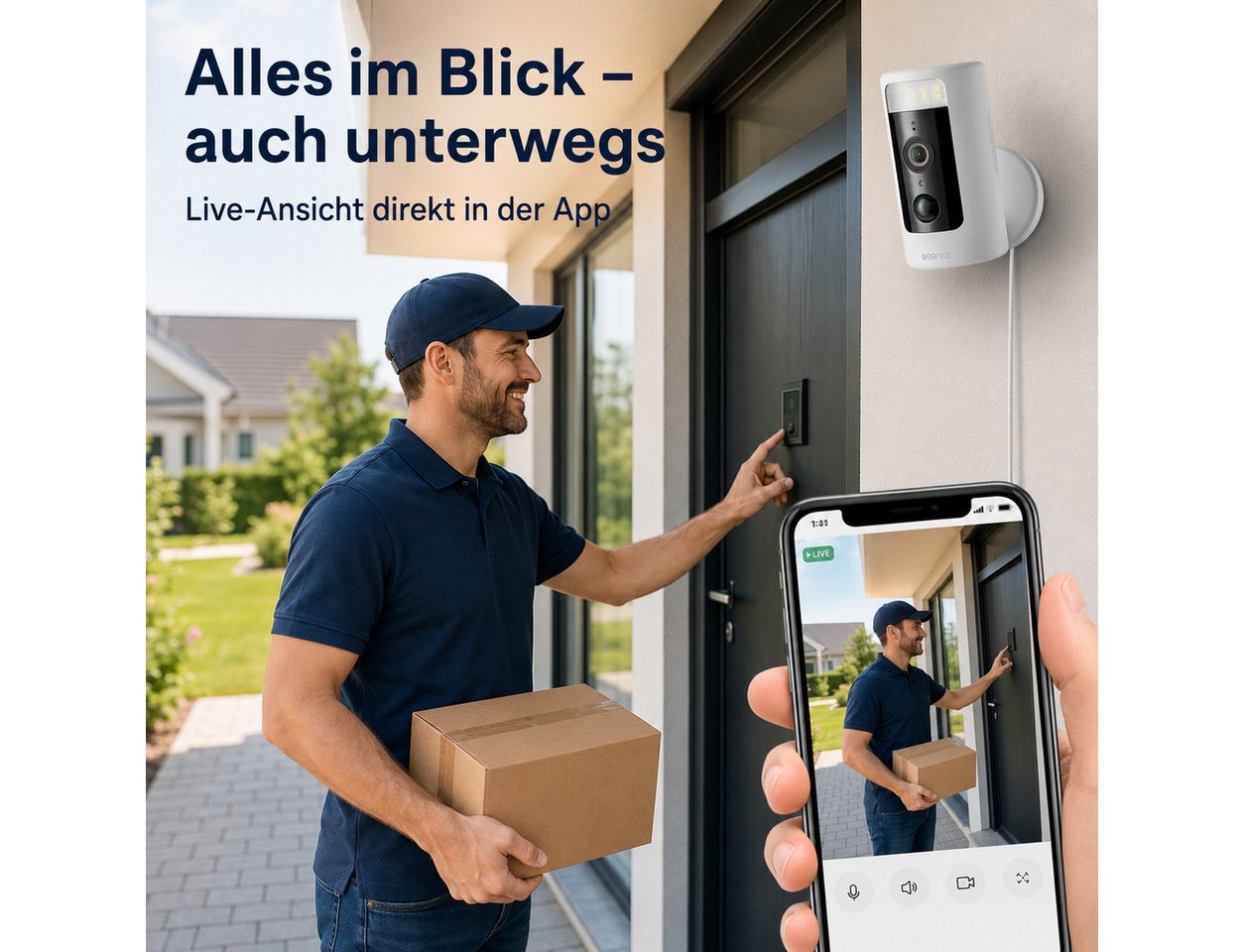 Winees Überwachungskamera (Außenbereich, 4MP 2K WLAN IP Sicherheitskamera zur Heim-& Außenüberwachung, 1-tlg., Schwenk-/Neigbar, Spotlight & IR-Farbnachtsicht,  – Bild 5 von 5
