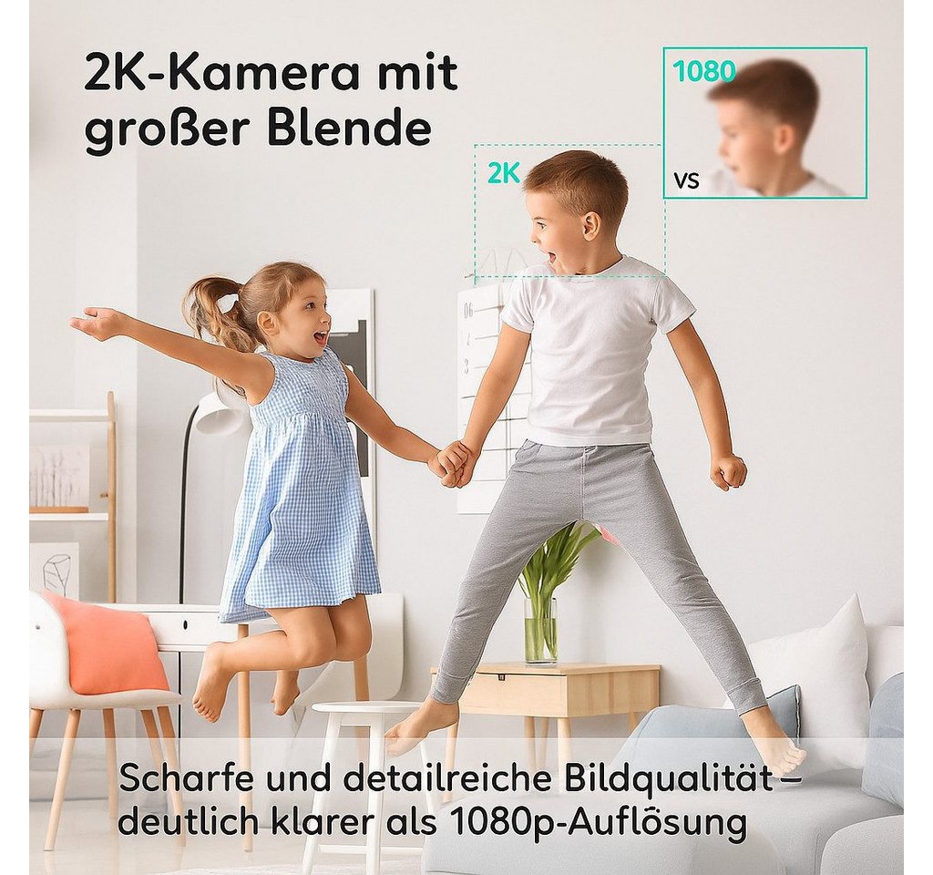 Winees Video-Babyphone, 2K HD Auflösung, Babymonitor, 1-tlg., App 24x7 Überwachung, Bewegungserkennung, Zwei-Wege-Audio, Flexible Installation, Sirene und App-S – Bild 2 von 5
