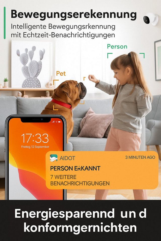 Winees Video-Babyphone, 2K HD Auflösung, Babymonitor, 2-tlg., App 24x7 Überwachung, Bewegungserkennung, Zwei-Wege-Audio, Flexible Installation, Sirene und App-S – Bild 5 von 5