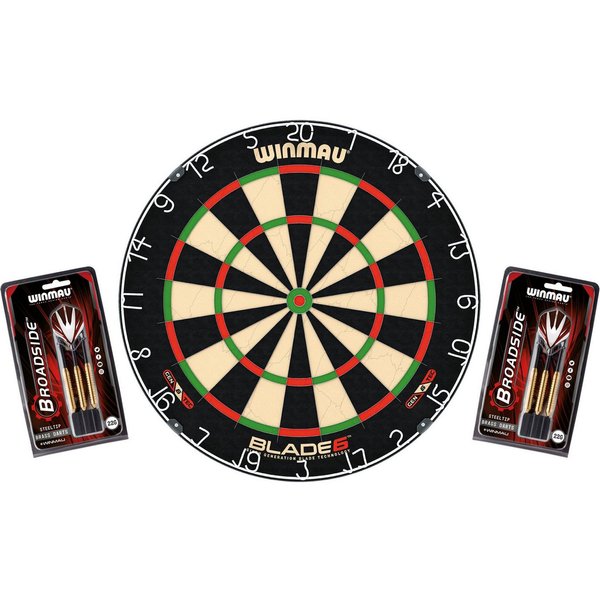 Winmau Dartscheibe Dartboard Original Blade 6 + 2 Steeldart Sets Broadside Brass, Dartscheibe Dart Scheibe Darts