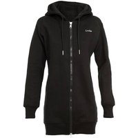 WINSHAPE Damen Lange, kuschelige Hoodie-Jacke mit 2-Wege-Zipper J006, Größe S in Schwarz
