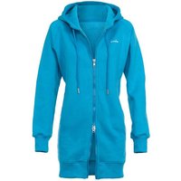 WINSHAPE Damen Lange, kuschelige Hoodie-Jacke mit 2-Wege-Zipper J006, Größe M in Blau